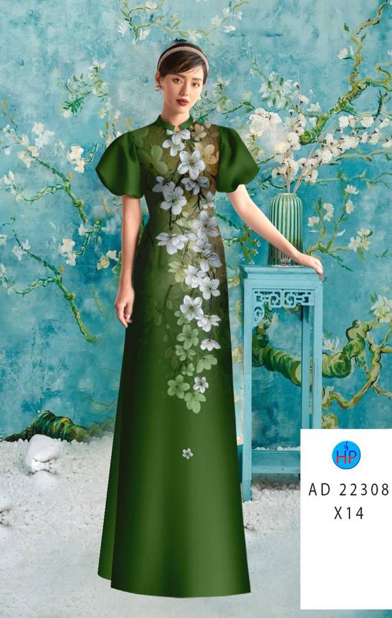 Vải Áo Dài Hoa In 3D AD 22308 5